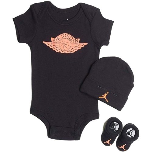 Jordan Infant AJ Jumpman Wings Futura Bodysuit, Hat & Booties 3 Piece Set (Black(LJ0072-023)/Orange, 0-6 Months)