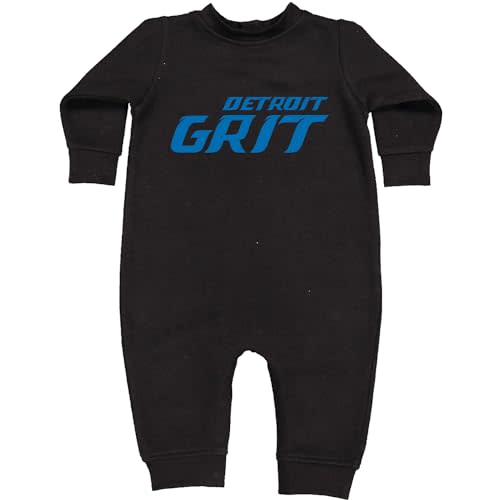 Expression Tees Grit Detroit Football Hard Knocks Infant Fleece Rompers, Warm, Adorable