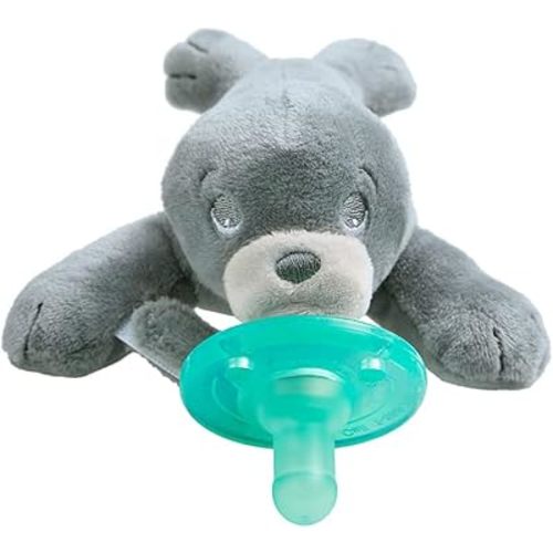 Philips AVENT Soothie Snuggle Pacifier Holder with Detachable Pacifier, 0m+, Seal, SCF347/04- 1 Count (Pack of 1)