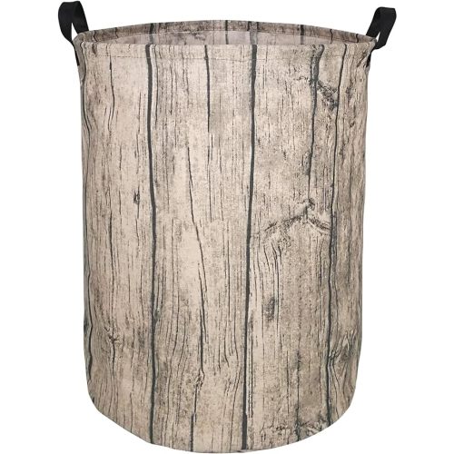 KUNRO Large Sized Round Storage Basket Waterproof Coating Organizer Bin Laundry Hamper for Nursery Clothes Toys (Tree Stump)