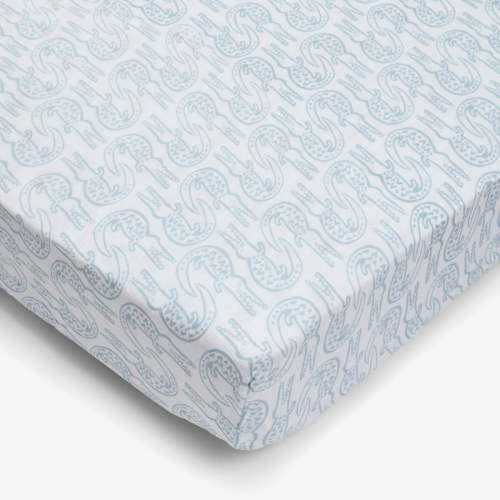 Organic Cotton Crib Sheets by Lewis - Alligator in Bay Blue