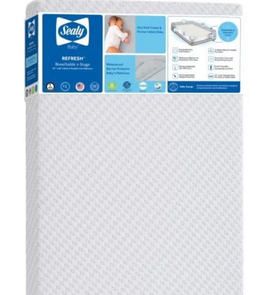 Sealy Refresh 2-Stage Crib Mattress | Breathable Zip-Knit Cover