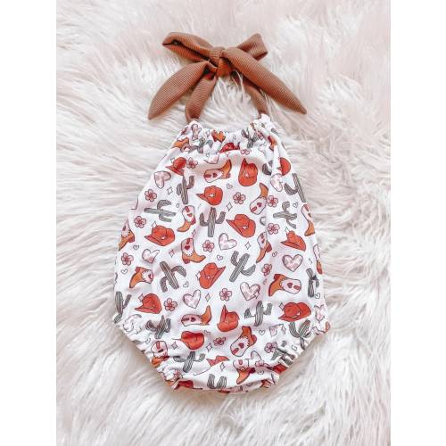 Western Cowgirl Hearts Bubble Romper, Bubble Romper, Western, Pink, Hearts, Handmade, Toddler, Baby, Romper, Cowgirl, Cactus, Summer