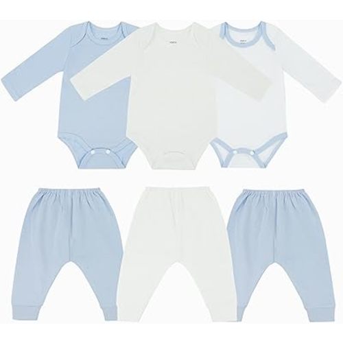 DOKMA Newborn Baby cute design Bodysuit long sleeve One-Piece Baby Clothes for Infants Baby Girls Boys, Blue, 0-3 months