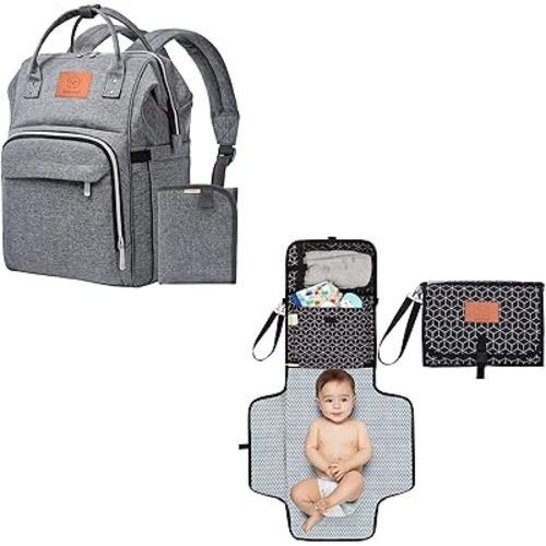 KeaBabies Diaper Bag Backpack and Portable Diaper Changing Pad - Waterproof Multi Function Baby Travel Bags - Waterproof Foldable Baby Changing Mat - Diaper Changing Station - Travel Diaper Change Pad