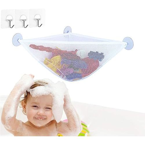 Bath Toy Storage Bath Toy Holder With 3 Strong Suction Cups - Bathtub Toys Net Holder Organizer - Corner Shower Caddy Bag For Kids And Toddlers - Bathroom Hanging Mesh Basket For Baby Boys And Girls