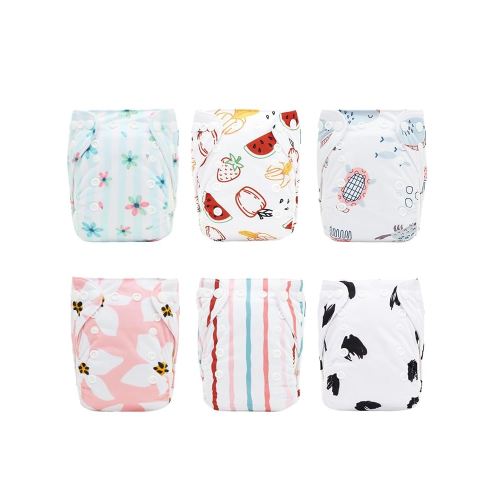 ALVABABY Newborn Cloth Diapers,Reusable Nappy for Preemie,6pcs Diaper Covers with 12 Newborn Diaper Inserts, Less Than 12pounds Baby 6SVB117