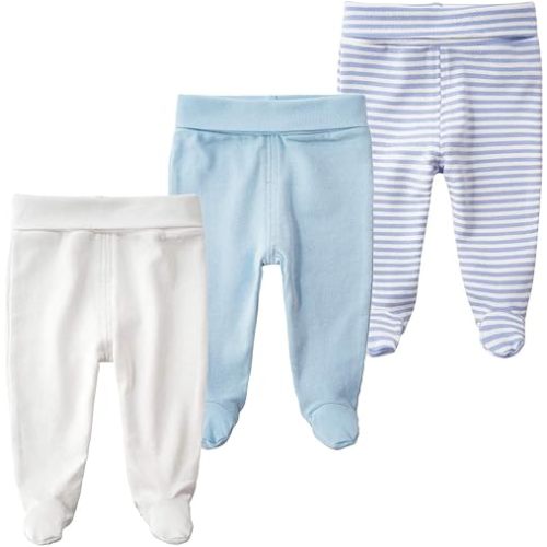 ACESTAR Newborn Infant Baby Boys Girls Cotton High Waist Footed Pants Casual Leggings with Feet 0-12 Months 3-PACK/1-PACK