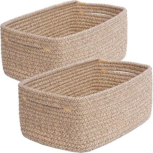 Small Woven Storage Basket,Medium Storage Baskets,Mini Cotton Rope Basket,For Shelves,Nursery,Office,Bathroom,And More–Perfect For Organizing&Décor