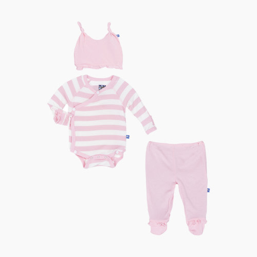 KicKee Pants Essentials Wrap Ruffle Gift Set - Lotus Stripe, Newborn