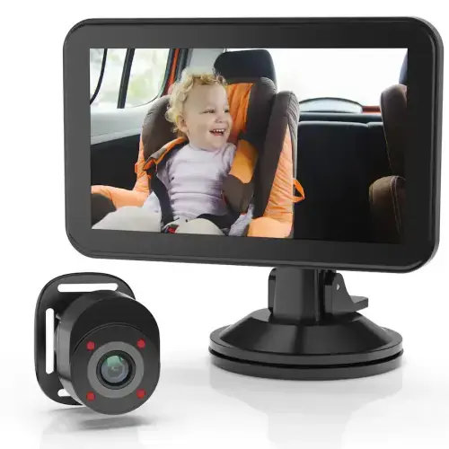 Rexing - BC500 In-Car Baby Cam with Monitor – HD 1080p & Infrared Night Vision - Black