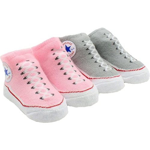 Converse Infant Baby Chuck Booties 2 Pack (Pink(MC0001)/Grey, 0-6 Months)