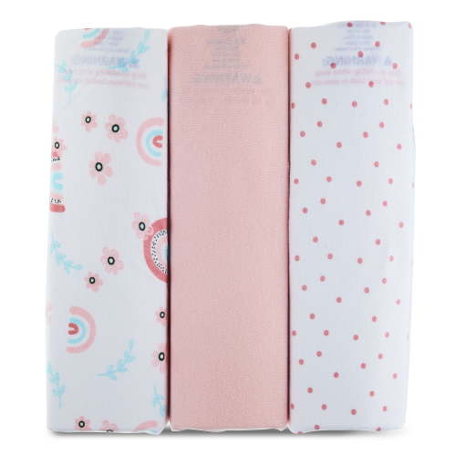 Parent's Choice 100% Cotton 3-Pack Adjustable Baby Wrap Swaddles for Girls, Rainbow Print, 22" x 27"