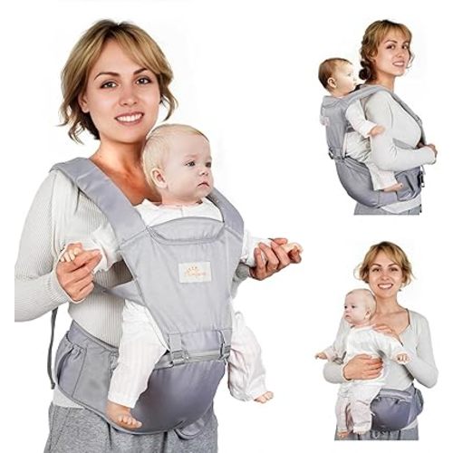 Baby Carrier Newborn to Toddler, 6-in-1 Front and Back Baby Hip Carrier One Size Fits All Adjustable Toddler Carrier Hip Carrier for Baby with Hip Seat Adapt to Newborn, Infant & Toddler