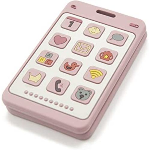 Soft Silicone Phone Shape Teether Boys Girls Baby Molar Teether Chew Toys, Teething Toy (Pink)