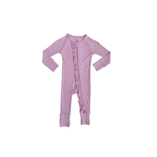 Orchid Waffle Zipper Romper