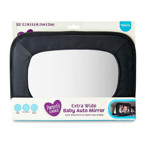 Parent's Choice's Wide View Baby Car Mirror, Crash-Tested, Black, Unisex, 0-12 years old