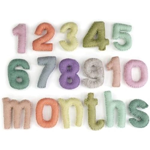 Monthly Milestone Felt Number Set 0-9 Counting- PASTEL RAINBOW- Educational Montessori Learning- Child Toddler Pretend Play Toy- Handmade Gift- Approx. 3" Tall