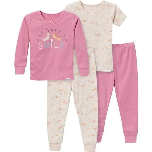 Gerber Baby Girls' Toddler Snug Fit 4-Piece Pajama Set