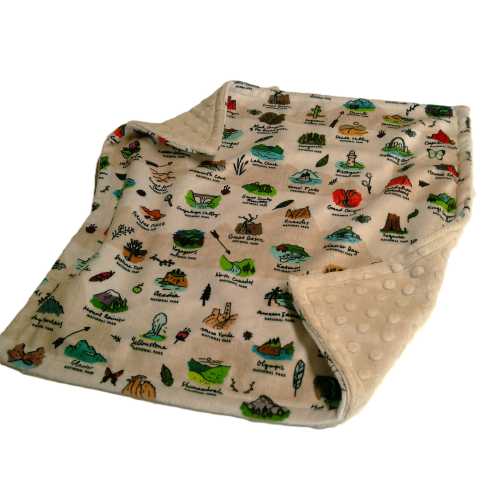 Travel Baby Gift, National Parks Baby Blanket, Personalized State Parks Baby Lovey, Regional Landscapes Security Blanket, Plush Minky
