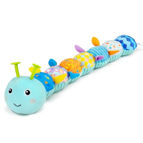 Topsochir Baby Tummy Time Toys 0-6 Month Musical Stuffed Animal Plush Caterpillar Toy for Infant 6-12 Month Teething Sensory Toy with Crinkle Rattle Babies 0-3-6 Month Newborn Boy Girl Birthday