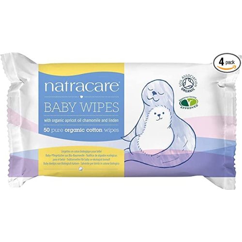 Natracare Organic Cotton Baby Wipes, 50 Count (Pack of 4)