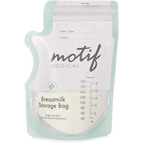 Motif Medical, Milk Storage Bags, 8 oz Milk Freezer Bag with Easy Pour Spout, BPA Free, Write-On Label - 40 Count