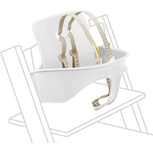 Tripp Trapp Baby Set from Stokke, White - Convert The Tripp Trapp Chair into High Chair - Removable Seat + Harness for 6-36 Months - Compatible with Tripp Trapp Models After May 2006