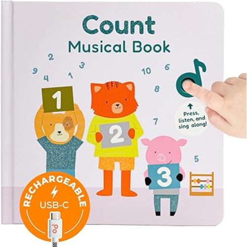 Cali's Books Count Nursery Rhymes Music Book for Toddlers 1-3, Interactive Books for 1+ Year Old with 6 Animal Songs - Educational Toddler Books Ages 1-3