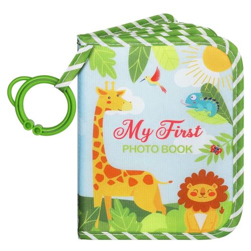 Lanpn Baby Photo Album Holds 17 4x6 Pictures, My First Soft Cloth Family Photo Book with Name Card Name Tag Stickers, Fabric Kid Memory Keepsake Gift for Baby Shower Newborn Toddler Boy Girl (Animal)