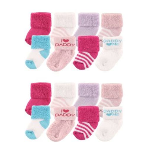 Luvable Friends Baby Cotton Rich Terry Socks 16-pack, Pink Daddy, 6-12 Months