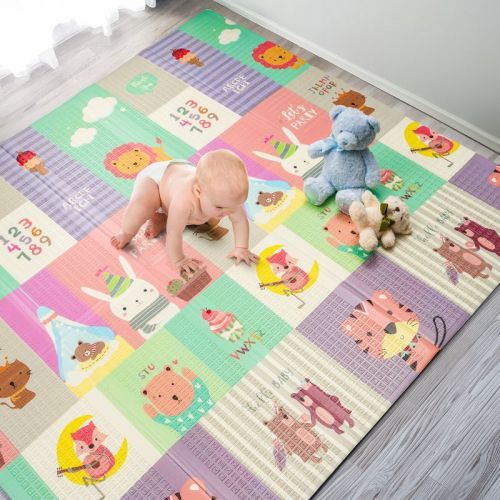 Sorbus (78x70x0.4) Foldable Play Mats with Travel Bag - for Babies, Toddlers, and Kids Playtime & Tummy Time