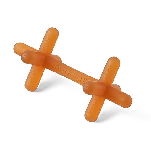 Moonjax Natural Rubber Baby Teething Toys - Baby teether for Infants, Toddlers, Newborns, CPSIA Certified