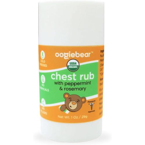 oogiebear Kids Chest Rub, USDA Organic Soothing Peppermint & Rosemary for Breathing Relief and Comfort, Petroleum Free, 1.0 Oz Balm