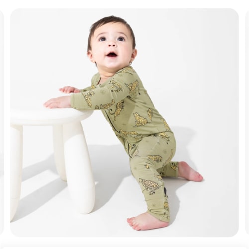 Sage & Spots Leopard Bamboo Convertible Footie