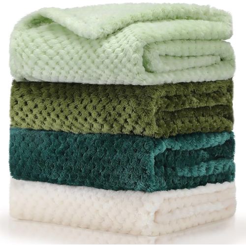 Frienda 4 Pcs Baby Fuzzy Blanket Fluffy Baby Blanket for Boys Girls Soft Warm Infant Newborn Toddler Receiving Nursery Bed Supplies, 32 x 24 Inch(Green Color)