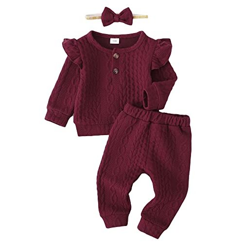 Mioglrie Toddler Baby Girl Clothes Fall Winter Sweatsuit Newborn Sweatshirt Sweat Pant Sets Outfits Infant Girls Clothing