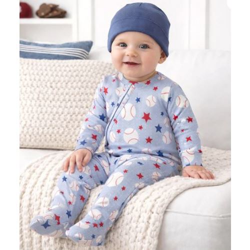 Tesa Babe Grand Slam Baseball Bamboo Zipper Romper for Baby