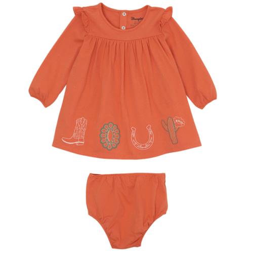 Wrangler Infant Girls' Print Long Sleeve Dress And Diaper Cover - 2 Piece | Boot Barn