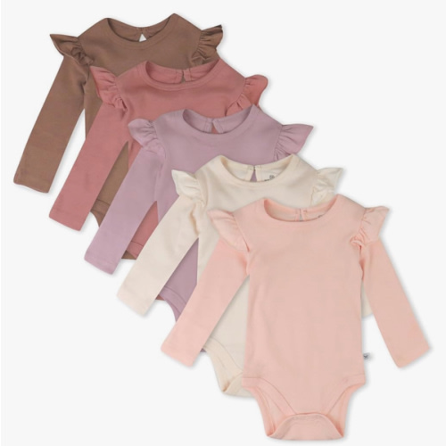 HonestBaby Multipack de mamelucos de manga larga de algodón orgánico para bebés y niñas