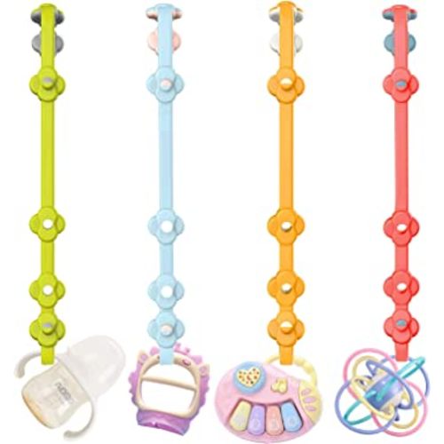 4PK Stretchable Silicone Pacifier & Toy Harness Straps