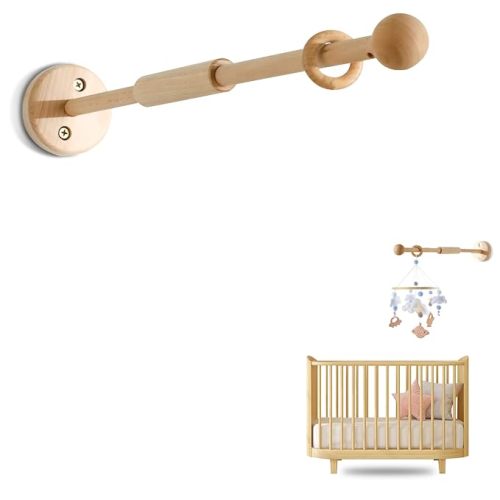 Crib Mobile Arm - HBM Wall Mounted Wooden Mobile Arm for Crib Baby Mobile Hanger Beech Mobile Crib Arm Attachment Nursery Decor,Crib Mobile Hanger for Crib - Update Mobile Holder