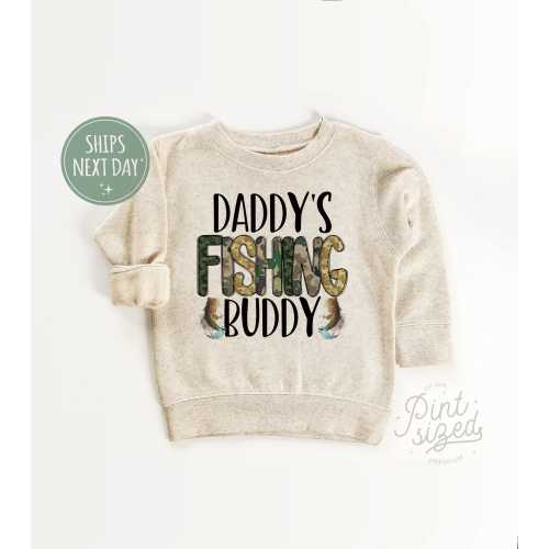 Daddy's Fishing Buddy Sweatshirt - Father's Day Kids Tee - Father's Day Natural Shirt