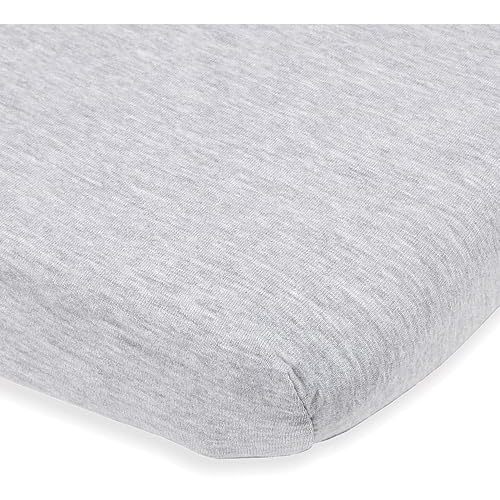 Joey + Joan Pack and Play Sheet Fitted – Compatible with 4moms Breeze Plus Playard & Breeze Go Playard – Fits Up to 30 x 43 Inch Mattress Without Bunching – Heather Grey