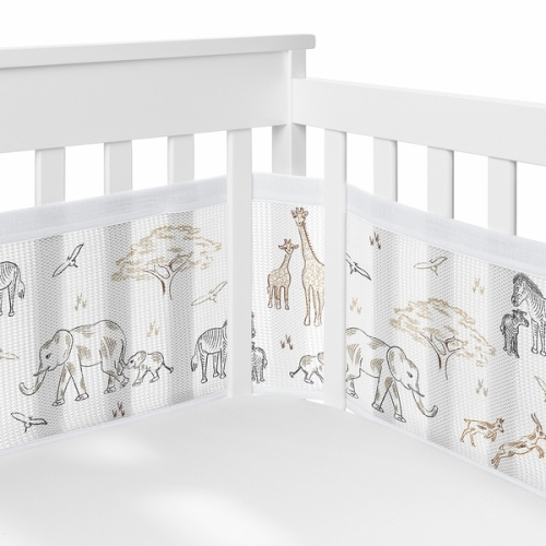Serengeti Animals Collection Sweet Jojo Designs + BreathableBaby Breathable Mesh Crib Liner Anti Bumper Pad