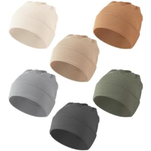 Konssy 6 Pack Baby Beanie Hats for Unisex, Toddler Beanies Baby Girl Boy Hat Warm Cap for Infant, Toddler