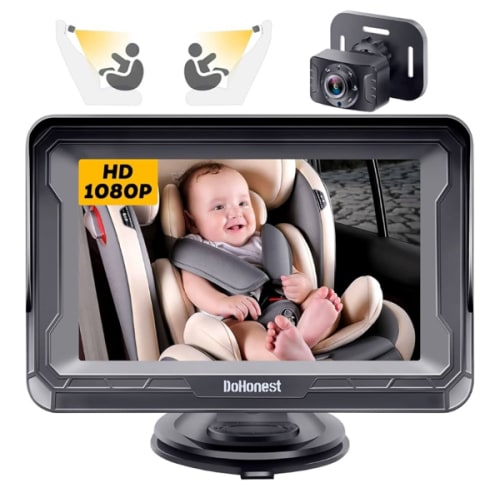 DoHonest Baby Car Camera HD 1080P - Rear-Facing Car Baby Monitor with Night Vision, Adjustable View Angle, Easy Setup, Anti-Glare Display, Safety for Kids & Infants