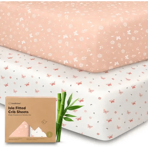 KeaBabies 2-Pack Baby Crib Sheets for Boys, Girls - 52x28 Viscose Derived from Bamboo Toddler Bed Sheets Neutral, Fitted Crib Mattress Cover for Standard Baby Bedding, Soft & Cozy (Butterflies)