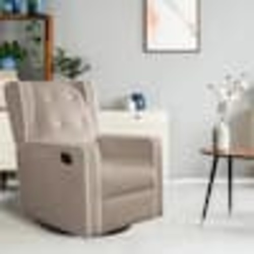 MAYKOOSH Mocha Microfiber Swivel Glider Recliner Rocker, Nursery Glider Recliner Nursery Chair, Gliding Swivel Recliner Chairs 24855