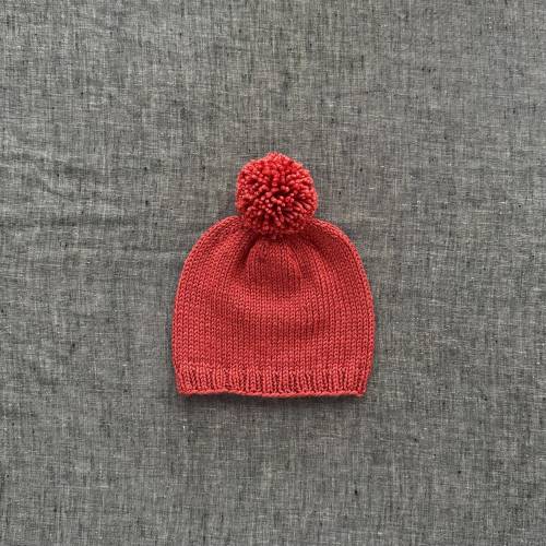 Merino Wool Pompom Beanie in Burnt Sienna - Baby Through Adult Sizes Available
